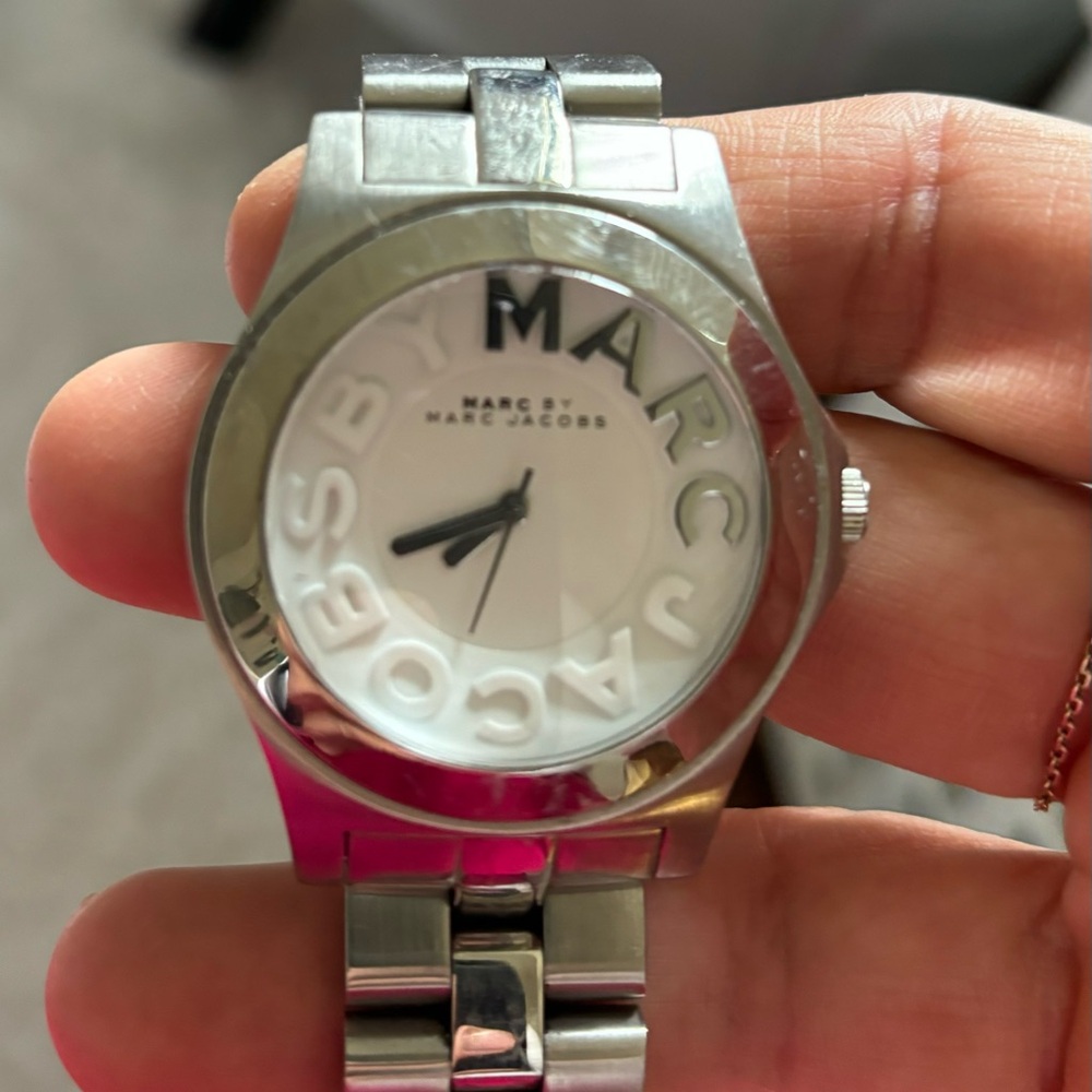 Marc Jacobs Silver and White Watch